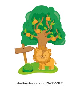 cute and little lion character