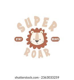 cute little lion college vector print