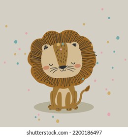 Cute little lion design for children print. 