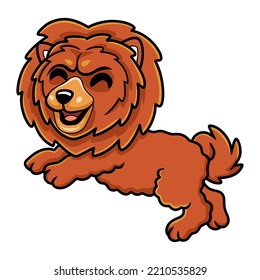 Cute little lion dog cartoon jumping