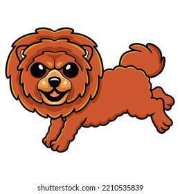 Cute little lion dog cartoon jumping