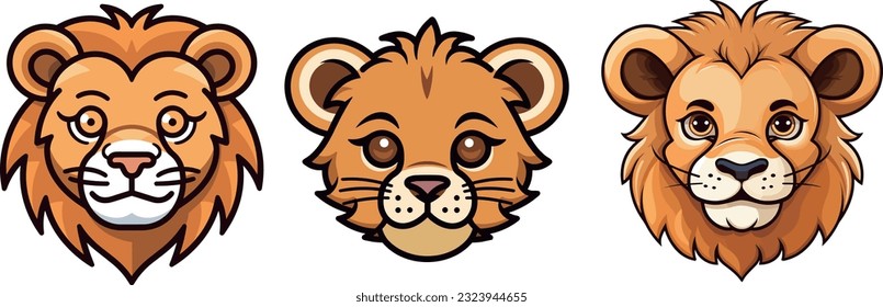 Cute little lion head illustration