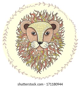 Cute little lion illustration for children.