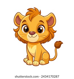 Cute little lion isolated on white background