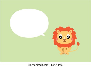 cute little lion message card vector