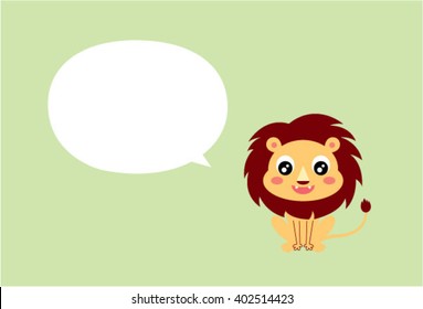 cute little lion message card vector