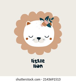 Cute Little Lion Quote Childish Graphic Stock Vector (Royalty Free