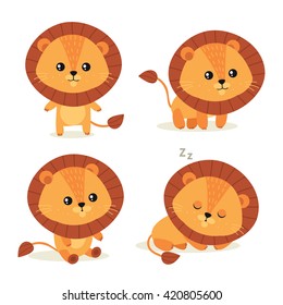 Cute little lion. Vector illustration.