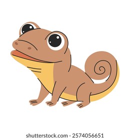 Cute little lizard isolated on white background. Children's style. Cartoon vector illustration.