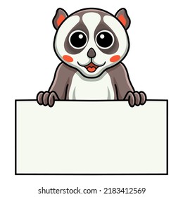 Cute little loris cartoon holding blank sign