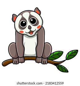 Cute little loris cartoon on tree