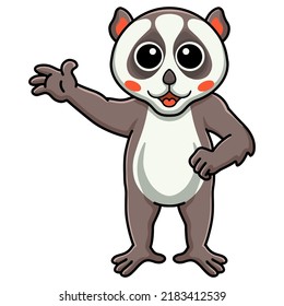 Cute little loris cartoon waving hand