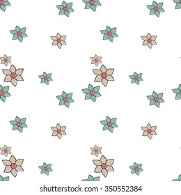 cute little lovely abstract flowers seamless vector pattern background illustration