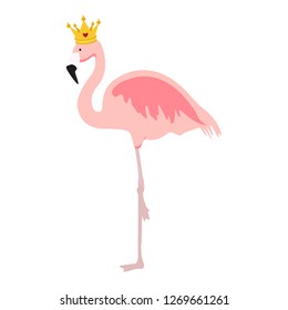 Cute Little Lovely Princess Background with Pink Flamingo Vector Illustration