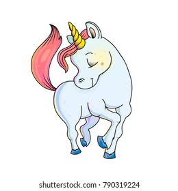 Cute little magic unicorn vector illustration