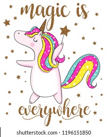 Cute Little Magical Unicorn Stars Vector Stock Vector (Royalty Free ...