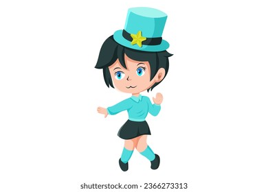 Cute Little Magician Girl Character Illustration