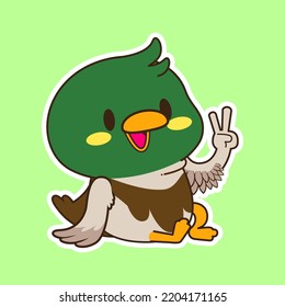 cute little mallard duck vector illustration