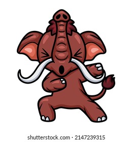 Cute Little Mammoth Cartoon Dancing