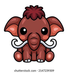 Cute Little Mammoth Cartoon Sitting