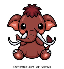 Cute Little Mammoth Cartoon Sitting