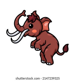 Pequeña y pequeña caricatura de mamut de pie