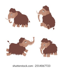 Conjunto de Vector de mamut pequeño lindo