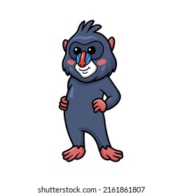 Cute little mandrill cartoon standing