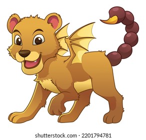 Cute Little Manticore Cartoon Illustration