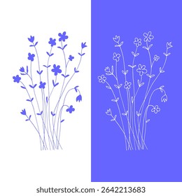 Lindas flores de prado. Impressão de contraste para tecido, papel de parede, convites e cartões de saudação. 