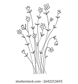 Lindas flores de prado. Impressão de contraste para tecido, papel de parede, convites e cartões de saudação. 