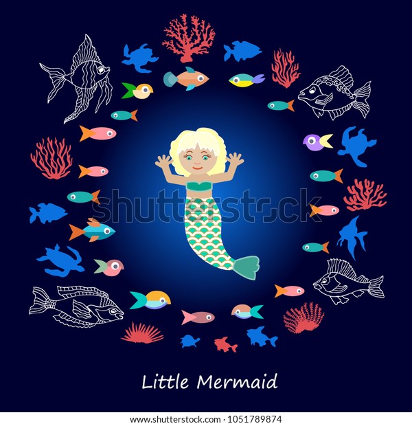 Cute Little Mermaid Blond Hair Cartoon Stock Image Download Now