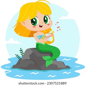 Cute Little Mermaid Girl
