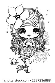 Cute little mermaid and