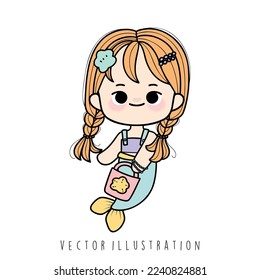 cute little mermaid vector illustration