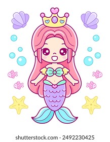 Cute little mermaid vector illustration