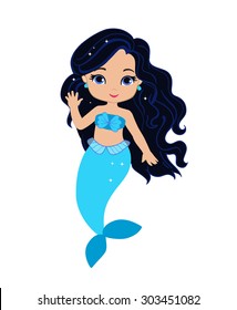 Cute little mermaid.Vector illustration.
