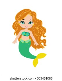 Cute little mermaid.Vector illustration.