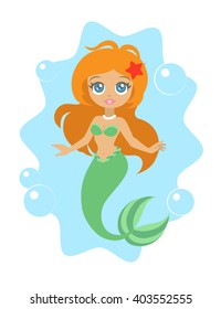 Cute little mermaid.Vector illustration.