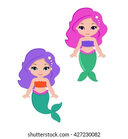 Cute little mermaid.Vector illustration.