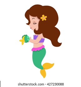 Cute little mermaid.Vector illustration.