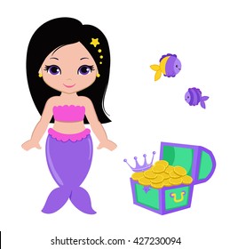Cute little mermaid.Vector illustration.