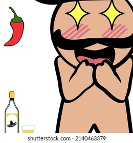 cute little mexican kid character cartoon kawaii expression illustration in vector format