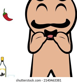 cute little mexican kid character cartoon kawaii expression illustration in vector format