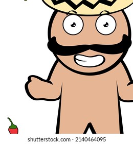 cute little mexican kid character cartoon kawaii expression illustration in vector format