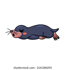 Cute little mole cartoon sleeping