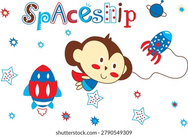 Cute little monkey astronaut