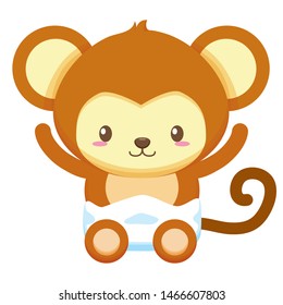 cute little monkey baby character vector illustration design