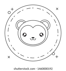 cute little monkey baby in circular frame