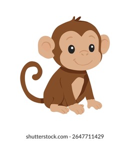 A cute little monkey with a big smile on its face. It is sitting on its hind legs and looking at the camera